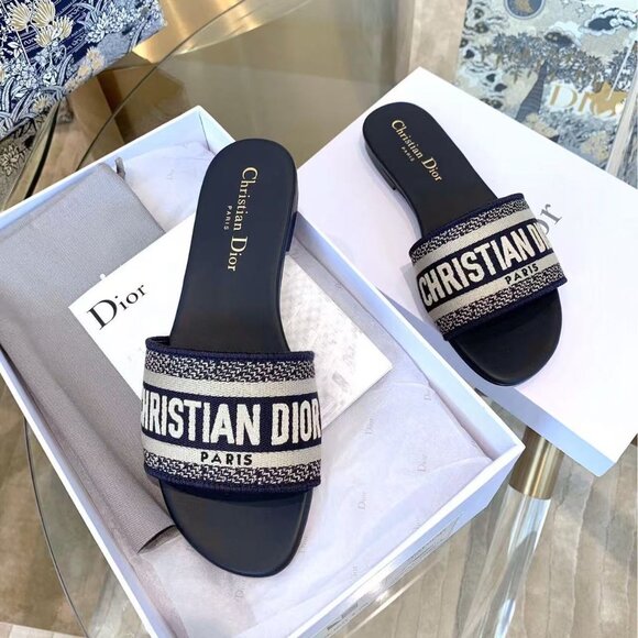 Christian Dior Navy Blue Dway Sandals - Picture 1 of 9